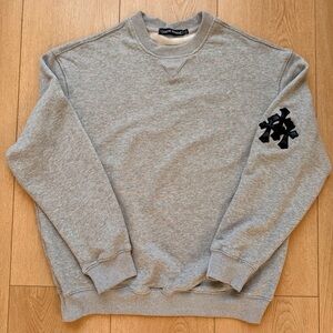 Chrome Hearts leather cross crew neck Sweatshirt heather grey Made in USA XXL